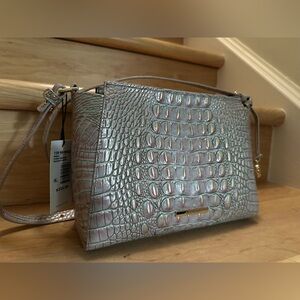 New Brahmin Hillary Croc-Embossed Leather Crossbody Bag Serenity Ombre Melbourne